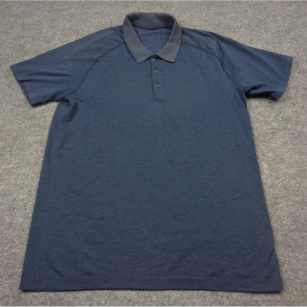 Lululemon  Polo Shirt Mens L Metal Vent Tech Blue Performance Short Sleeve